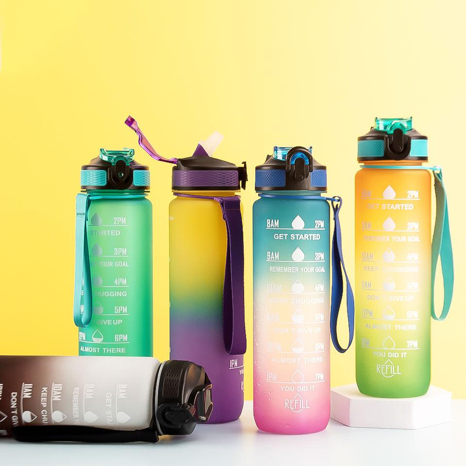 1L  Motivational Time Marker Water Bottle With Sipper - BlendLife®