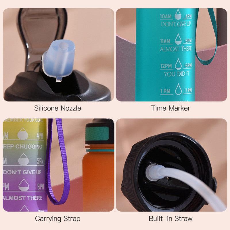 1L  Motivational Time Marker Water Bottle With Sipper - BlendLife®