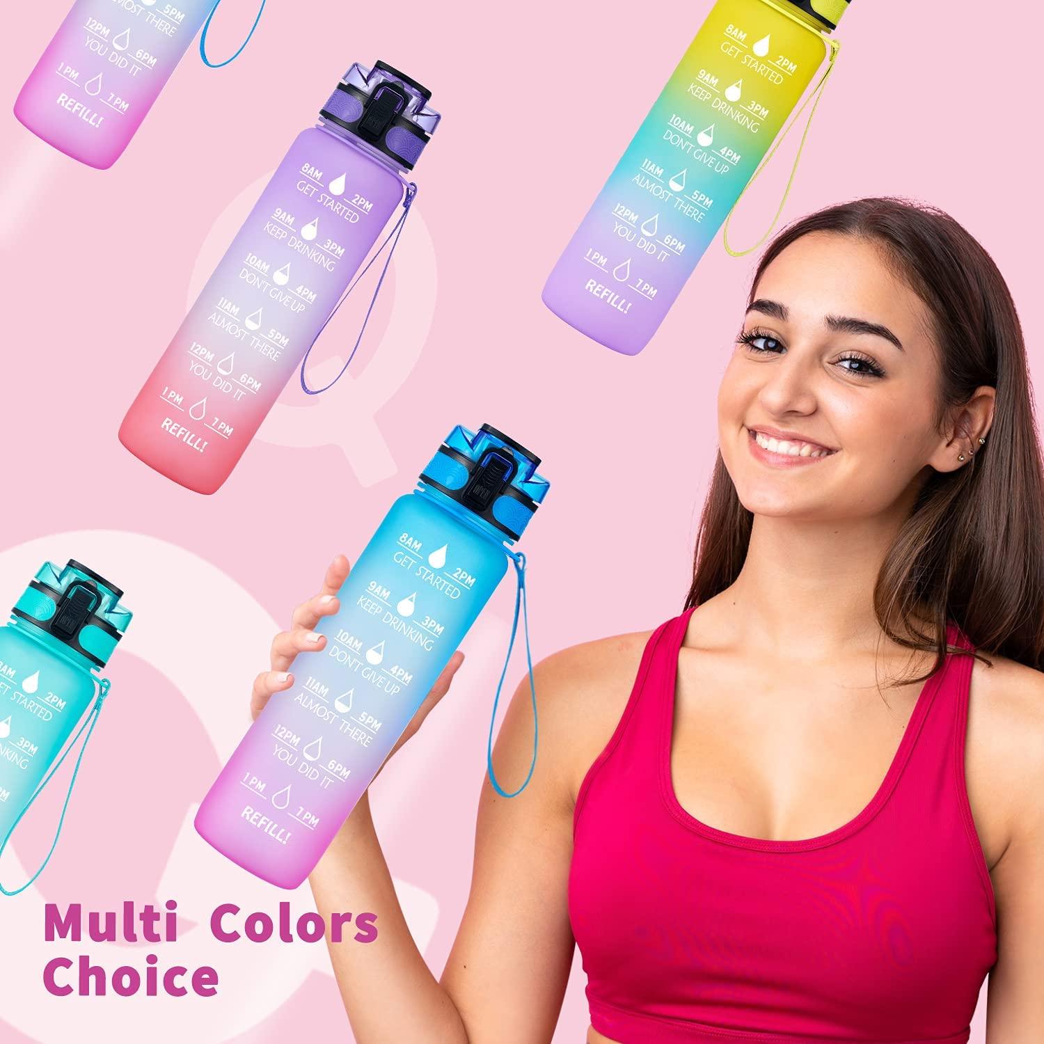 1L  Motivational Time Marker Water Bottle With Sipper - BlendLife®