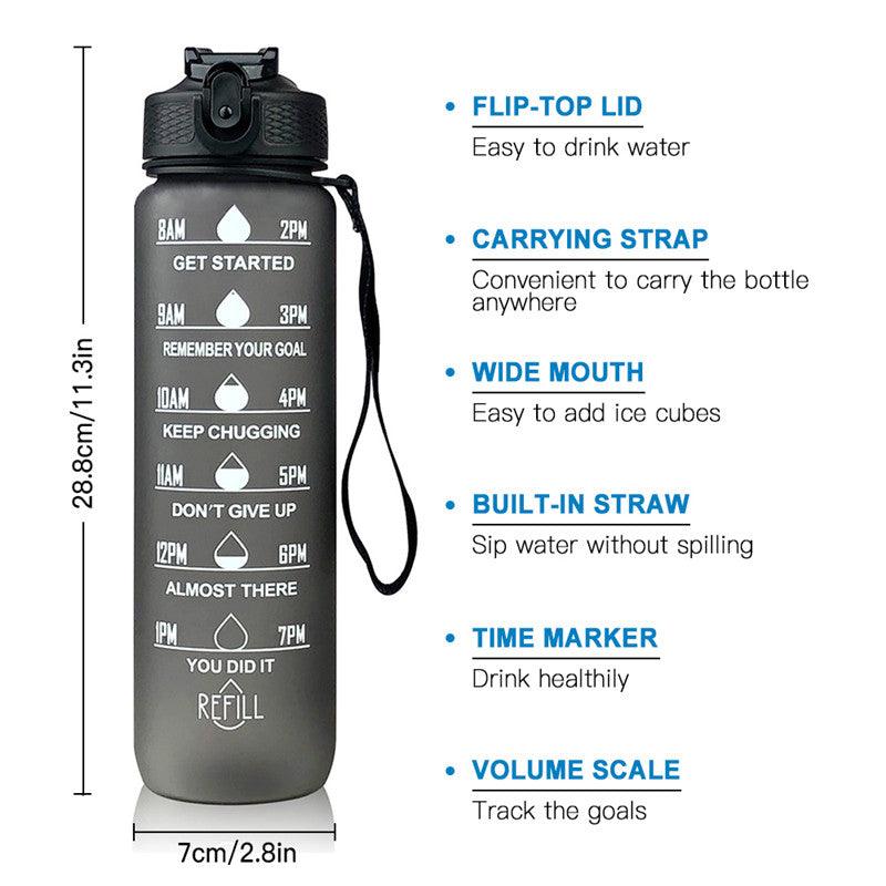 1L  Motivational Time Marker Water Bottle With Sipper - BlendLife®
