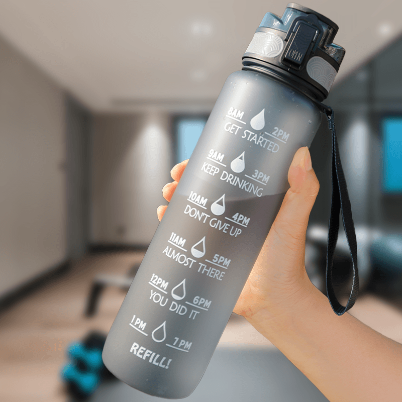 1L  Motivational Time Marker Water Bottle With Sipper - BlendLife®